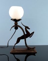 Michel Zadounaisky, an Art Deco wrought iron table lamp