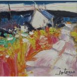 John Lowrie Morrison 'Jolomo' (Scottish, 1948), a Scottish landscape with a cottage, signed l.r.,