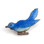 A silver and enamelled brooch, in the form of a bluebird