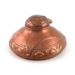 A Jugendstil copper and brass inkwell,