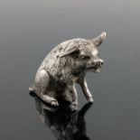 An Edwardian silver figure of a pig, import marks William Geiger, London 1907