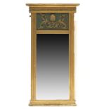 A Regency gilt framed pier glass, circa 1820, plain moulded and acanthus leaf cornice, relief