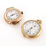 An 18kt yellow gold cased 'Waltham' small fob watch