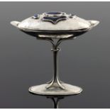 John Gatecliff, an Arts and Crafts silver and enamelled pedestal bowl and cover, Chester 1907