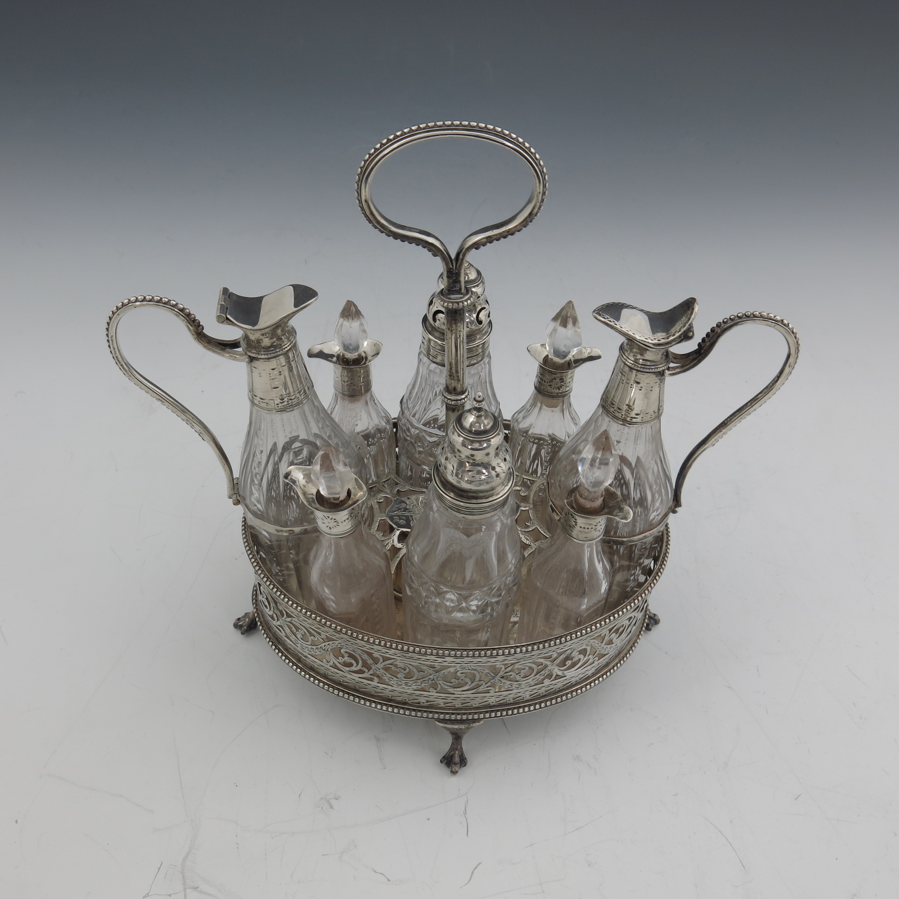 A George III silver cruet, Thomas Daniell and John Wall, London 1781 - Image 7 of 7