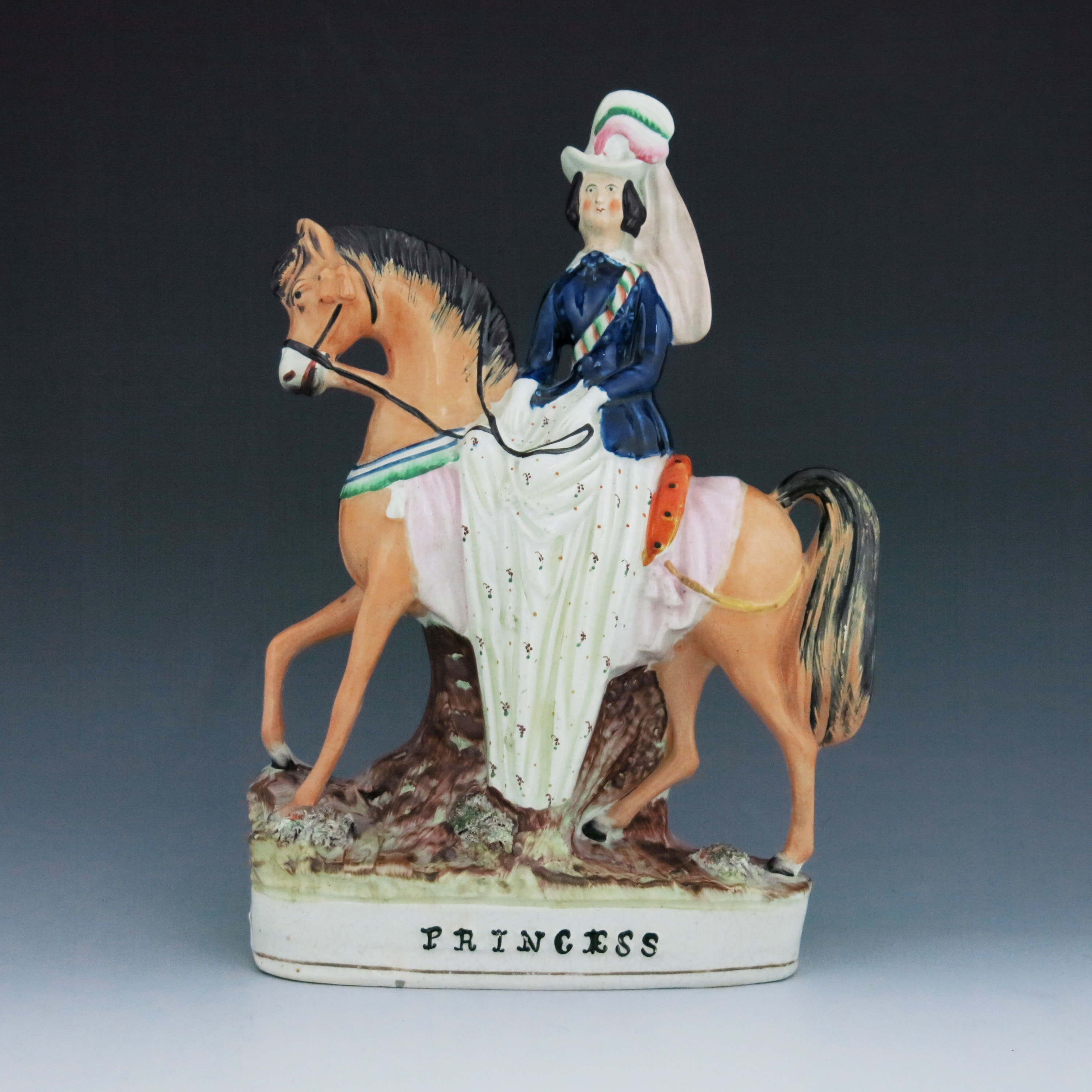 A pair of Staffordshire equestrian figures of Prince Frederick William of Prussia, and Victoria, Pri - Image 5 of 7