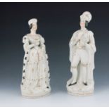 A pair of Staffordshire figures of Hamlet and Lady Macbeth, circa 1850, modelled standing, Hamlet ho