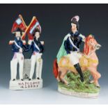 A Staffordshire figure group titled 'Napoleon' and 'Albert', circa 1860, both men modelled standing