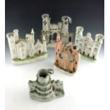 A selection of 19th Century Staffordshire pottery models, to include the castle of 'Sebastopol', a c