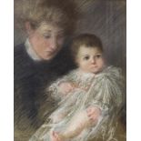 Clare Burton (British, act.1897-c.1910), portrait of Aubury Burton and her Mother, signed and