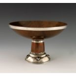 Edward Spencer for the Artificers Guild, an Arts and Crafts gem set silver, copper and wood bowl