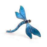An Arts and Crafts silver and enamelled dragonfly brooch, John Atkins and Sons