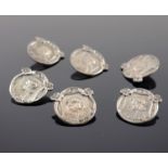 A set of six Art Nouveau silver buttons, import marks Robert Friederich, London 1903