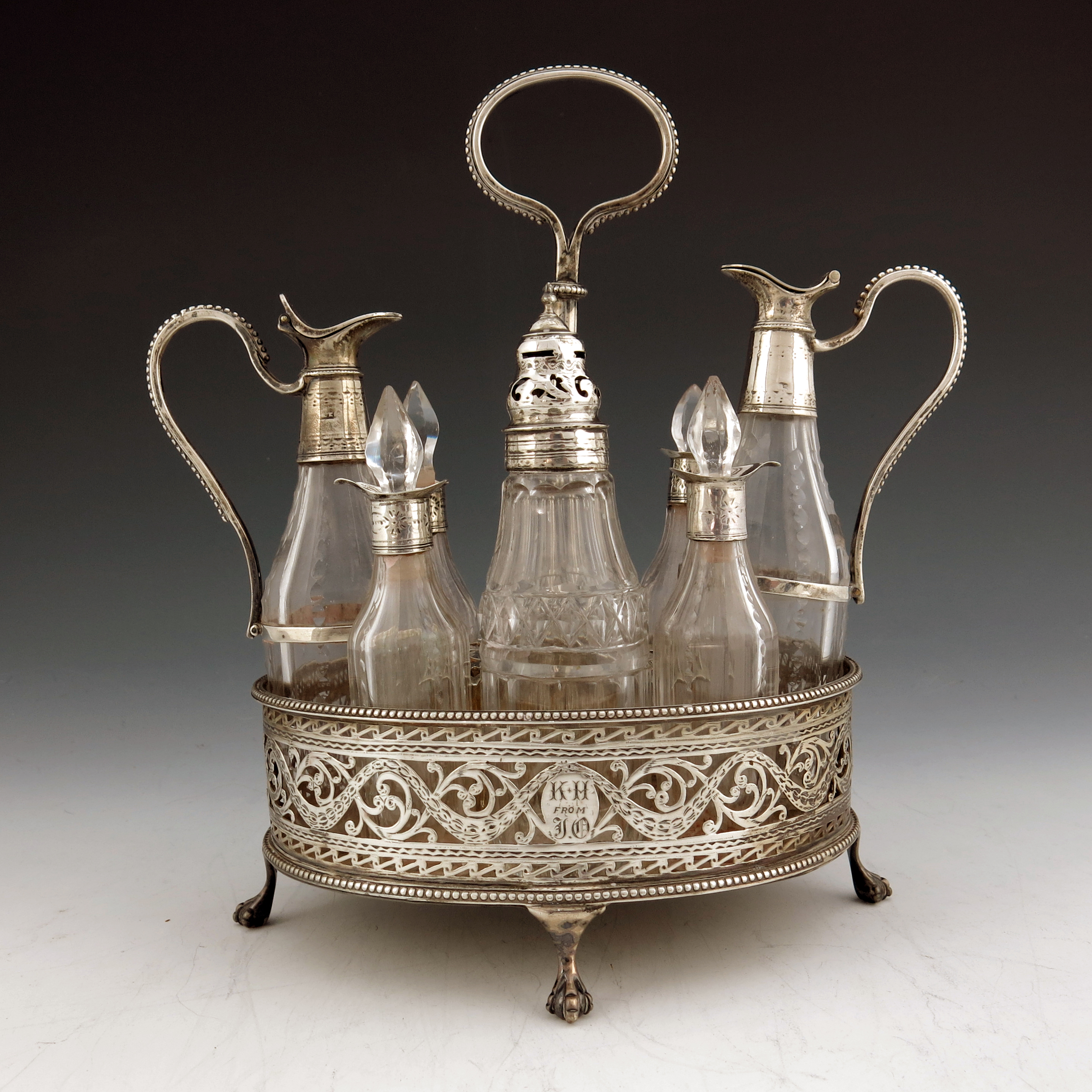 A George III silver cruet, Thomas Daniell and John Wall, London 1781