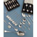 A collection of George II and later silver flatware