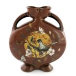 William S Coleman and Christopher Dresser for Minton, an Aesthetic Movement terracotta twin
