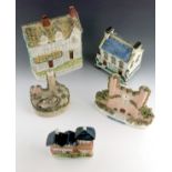 A Staffordshire pottery model of 'Shakespeare's House', polychrome enamel painted with shredded clay