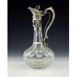 A Victorian silver mounted and cut glass claret jug, James Charles Edington, London 1852