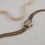 A 9ct gold cased Perfex 17 jewel Incabloc ladies wristwatch
