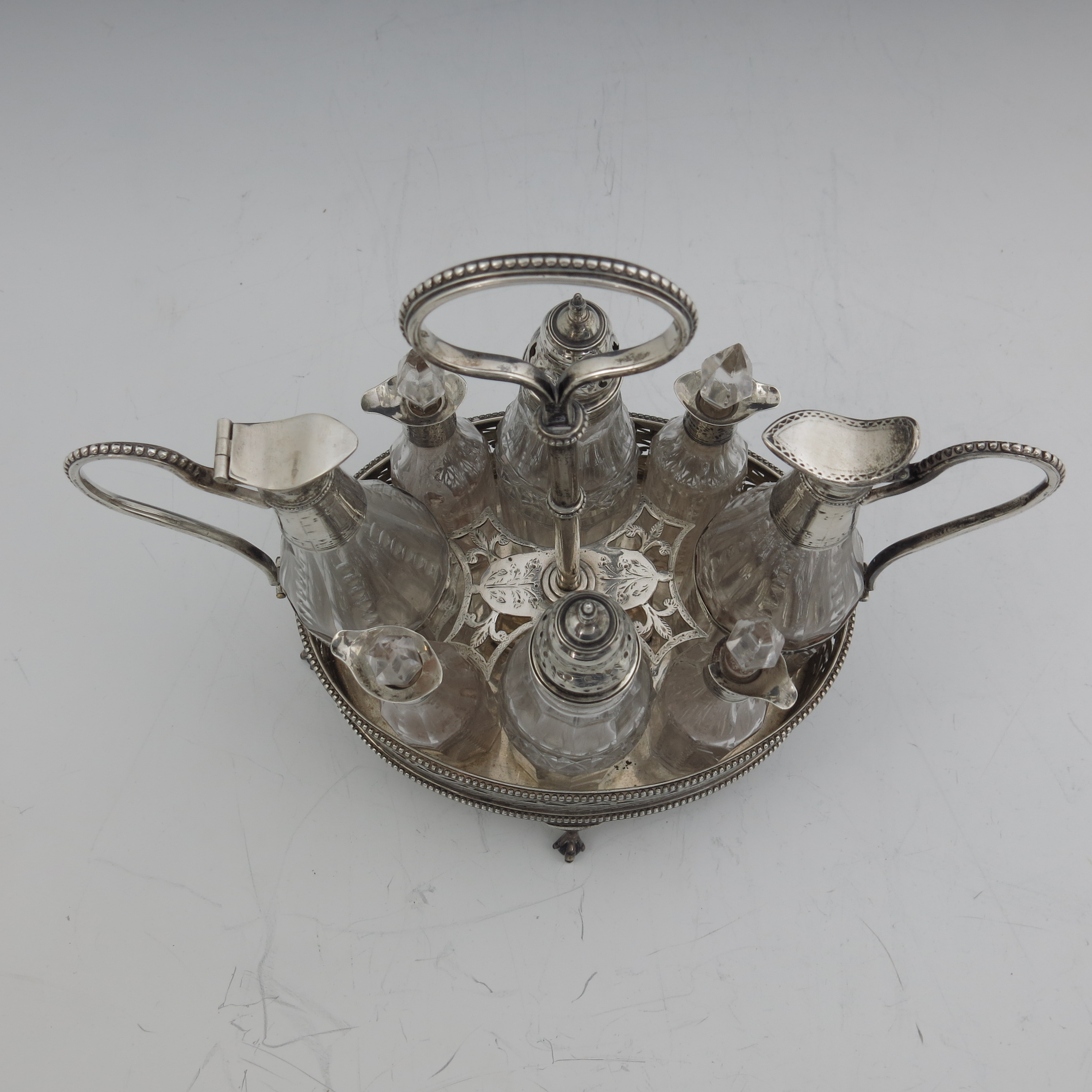 A George III silver cruet, Thomas Daniell and John Wall, London 1781 - Image 6 of 7