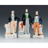 Three Staffordshire figures, Richard Cobden, Sir Robert Peel, and Thomas Slingsby Duncombe, circa
