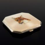 A George VI silver and enamelled compact, Henry Clifford Davis, Birmingham 1950