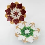 Two early 20th century Meissen relief moulded grape leaf plates