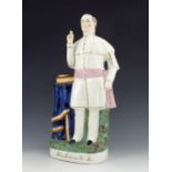 A large Staffordshire figure of Pope Pius IX, titled 'His Holiness the Pope', circa 1870, modelled s