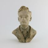 Francis Pope, a stoneware bust of an officer, 1893, modelled in relief,