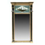 A small Regency gilt framed pier glass, circa 1820, acanthus frieze, gilt and painted frieze with