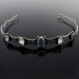 An Arts and Crafts Iona style silver and moonstone tiara