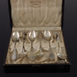 Nils Christensen, a set of six Danish Secessionist silver teaspoons, Copenhagen 1924