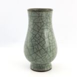 A Chinese pale grey crackle glaze baluster vase, unmarked, 13cm high