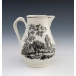 A Worcester black transfer printed jug