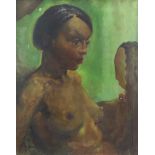 Pal Fried (Hungarian, 1893-1976), portrait of a black muse, signed l.l. and verso, oil on canvas, 55