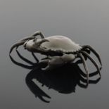 A 19th century bronze inkwell, realistically modelled as a crab, 24cm wide