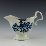 A Liverpool Pennington blue and white sauce boat