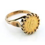 A 9ct yellow gold Mexican Dos Pesos ring