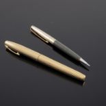 Sheaffer, Triumph Imperial fountain pen, gold plated fluted stripe design, together with a Parker 61
