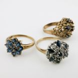 An 9ct yellow gold and seven stone blue sapphire ring