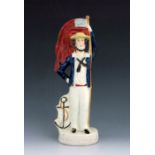 A double sided Staffordshire Crimean War figure, circa, modelled as a soldier and a sailor, standing