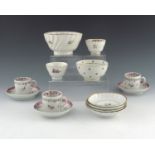 An assorted group of late 18th Century English porcelain tea and coffee wares, to include Newhall,