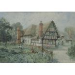 Edwin F. Cole (British, late 19th/early 20th Century), a half-timbered thatched house with a