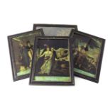 A set of three George III reverse glass Mezzotints, Spring, Autumn and Winter, published by C & T.