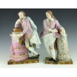 A pair of Staffordshire enamelled figures of Milton and Shakespeare, circa 1810, both modelled leani