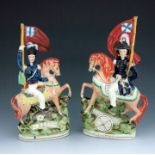 A pair of Staffordshire Crimean War figures of General Simpson and General Brown, circa 1855, modell