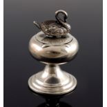 A George V novelty silver pin cushion pedestal compact, Birmingham 1911