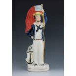 A double sided Staffordshire Crimean War figure, circa, modelled as a soldier and a sailor, standing