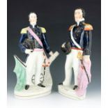 Two Staffordshire figures, circa 1850, 'C Napier', modelled standing, holding a naval hat, on a titl