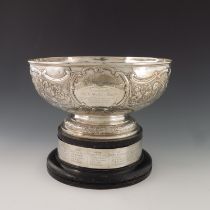 A Victorian silver punch bowl, London 1864